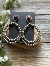 Load image into Gallery viewer, Navajo Sterling Silver Purple Spiny Oyster Pearl Double Loop Earrings Etta E