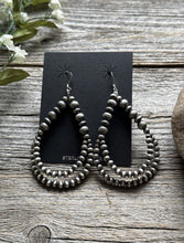 Load image into Gallery viewer, Southwestern Sterling Silver Pearls Double Loop Earrings 3 Inch
