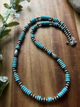 Load image into Gallery viewer, Sterling Silver Blue Turquoise W Multi Bead Pearls Necklace. 24 inch. Gift