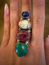 Load image into Gallery viewer, Navajo sterling silver mutistone ring  adjustable size