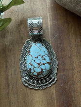 Load image into Gallery viewer, Navajo Sterling Silver Number 8 Turquoise Handmade Pendant Etta Enditto Gift