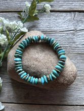 Load image into Gallery viewer, Blue Green Turquoise Nuggets 7 Inch Stretch Elastic Stretchy Bead Bracelet Gift