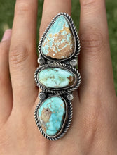 Load image into Gallery viewer, Native American Sterling Silver Royston Turquoise Adjustable Ring. K Yazzie