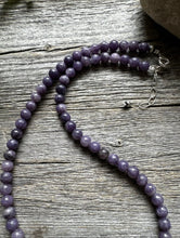 Load image into Gallery viewer, Sterling Silver Charoite W Pearls Bead Necklace. 18 Inch