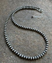 Load image into Gallery viewer, 5mm 36 Inch 925 Sterling Silver Oxidized Pearls Bead Necklace Southwestern