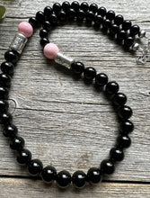 Load image into Gallery viewer, Mens Sterling Silver Black Onyx Pink Conch Kokopelli Bead Necklace 20 inch Gift