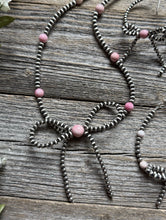 Load image into Gallery viewer, Bow Sterling Silver Pink Conch 4mm Pearls Bead Necklace Earrings Bracelet Set