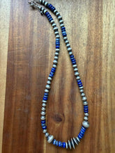 Load image into Gallery viewer, Sterling silver lapis bead necklace 18 inch