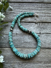 Load image into Gallery viewer, Southwestern Sterling Silver Blue Turquoise Bead Necklace. 18 inch