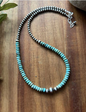 Load image into Gallery viewer, Sterling Silver Blue Turquoise W Multi Bead Pearls Necklace. 18 Inch. Gift