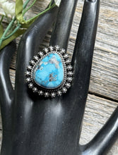 Load image into Gallery viewer, Native American Navajo Sterling Silver Turquoise Ring. Size 8.5 H Happy Piasso