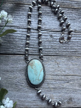 Load image into Gallery viewer, Navajo 925 Sterling Silver Royston Turquoise Pendant Rosary Necklace. 20 Inch KY