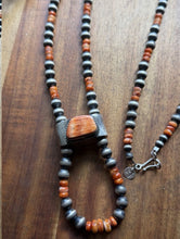 Load image into Gallery viewer, Native American Sterling Silver Spiny Oyster Pearls Jackla Bead Necklace