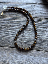 Load image into Gallery viewer, Tommy Rosita Singer T R Sterling Silver Tigers Eye Choker Bead Necklace 15 Inch