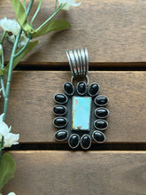 Load image into Gallery viewer, Navajo Sterling Silver Black Onyx Turquoise Cluster Pendant  La Rose