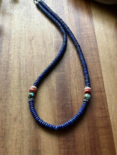 Load image into Gallery viewer, Sterling Silver Lapis Multi Stone Bead Necklace. 18 inch. Gift