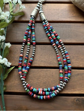 Load image into Gallery viewer, Sterling Silver Multi Strand Stone Pearls Bead Necklace. 18 inch