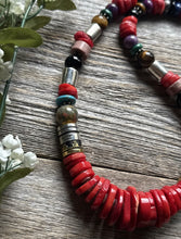 Load image into Gallery viewer, Tommy &amp; Rosita Singer T R Sterling Silver Multi Stone Red Coral Bead Necklace 20