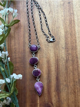 Load image into Gallery viewer, Navajo Sterling Silver Purple Spiny Oyster Lariat Chain Necklace C Shorty
