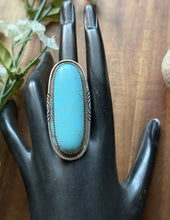 Load image into Gallery viewer, Vintage Old Pawn Navajo Sterling Silver Blue Turquoise Ring Size 7.5 Signed