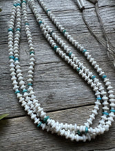 Load image into Gallery viewer, Vintage Native American Sterling Silver White Howlite Turquoise Bead Necklace 37