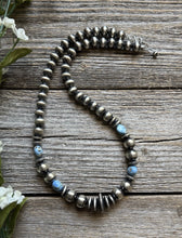Load image into Gallery viewer, Sterling Silver Golden Hill Turquoise Nuggets W Pearls Bead Necklace. 18 inch