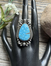 Load image into Gallery viewer, Native American Sterling Silver Kingman Turquoise Ring Size 7.5 A Jake