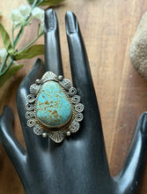 Load image into Gallery viewer, Navajo Sterling Silver Number 8 Turquoise Adjustable Ring Etta Enditto Gift
