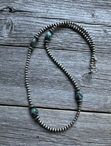 Lot of 5 Sterling Silver Turquoise Pearls Bead Necklaces Set. 16 - 24 inch. Gift