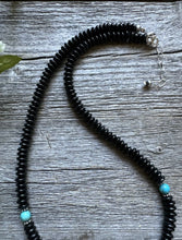 Load image into Gallery viewer, Southwestern 925 Sterling Silver Black Onyx Turquoise Bead Necklace 18 Inch