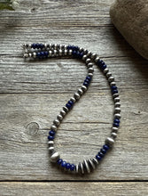 Load image into Gallery viewer, Lapis Multi Graduated Sterling Silver Pearls Bead Necklace 18 inch