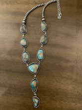 Load image into Gallery viewer, Navajo sterling silver royston turquoise lariat necklace