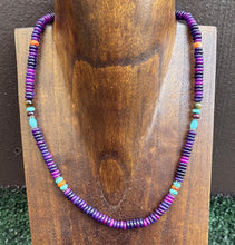 Load image into Gallery viewer, Dyed Sugilite Multi Stone Color Sterling Silver Bead Necklace. 18 inch Gift