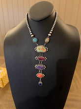 Load image into Gallery viewer, Navajo sterling silver multistone lariat necklace RY