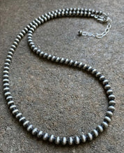 Load image into Gallery viewer, 5mm 60 Inch 925 Sterling Silver Oxidized Pearls Bead Necklace Southwestern