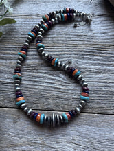 Load image into Gallery viewer, Southwestern Sterling Silver Multi Stone W Pearls Bead Necklace. 18 inch
