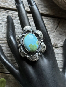 Native American 925 Sterling Silver Turquoise Ring. Size 7.5 GP Gift