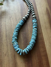 Load image into Gallery viewer, Sterling Silver Blue Turquoise W Pearls Bead Necklace. 18 inch