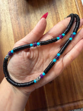 Load image into Gallery viewer, Sterling silver black onyx turquoise necklace 18 inch