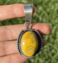 Load image into Gallery viewer, Navajo Sterling Silver Yellow Bumblebee Jasper Pendant RB