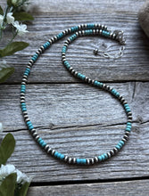Load image into Gallery viewer, Southwestern Sterling Silver Turquoise 4mm Pearls Bead Necklace. 18 Inch. Gift