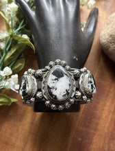 Load image into Gallery viewer, Navajo Sterling Silver White Buffalo Turquoise Cuff Bracelet J Nelson