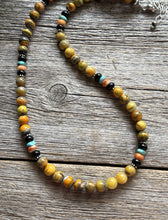 Load image into Gallery viewer, Bumblebee Jasper Multi Stone Color Sterling Silver Bead Necklace. 18 inch Gift