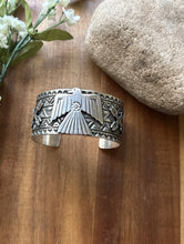Load image into Gallery viewer, Tsosie White TO Sterling Silver Thunderbird Cuff Bracelet Navajo Gift