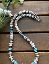 Load image into Gallery viewer, Sterling Silver Brown Wild Horse Turquoise Bead Necklace. 18 Inch. Gift