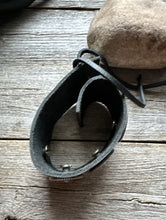 Load image into Gallery viewer, Vintage Native American Sterling Silver Turquoise Leather Band Bracelet 8 Inch