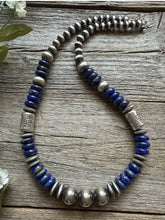 Load image into Gallery viewer, Sterling Silver Blue Lapis W Pearls Kokopelli Bead Necklace 18 Inch