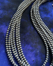 Load image into Gallery viewer, 4mm Multi Strand 925 Sterling Silver Oxidized Pearls Bead Necklace 26 Inch