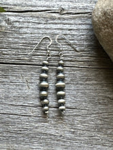 Load image into Gallery viewer, Southwestern 925 Sterling Silver Graduated Pearls Bead Earrings 5mm 8mm. 2.5&quot;