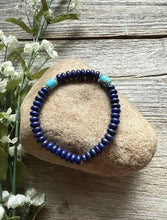 Load image into Gallery viewer, Lapis Turquoise 6.5 Inch Stretch Elastic Stretchy Bead Bracelet Gift